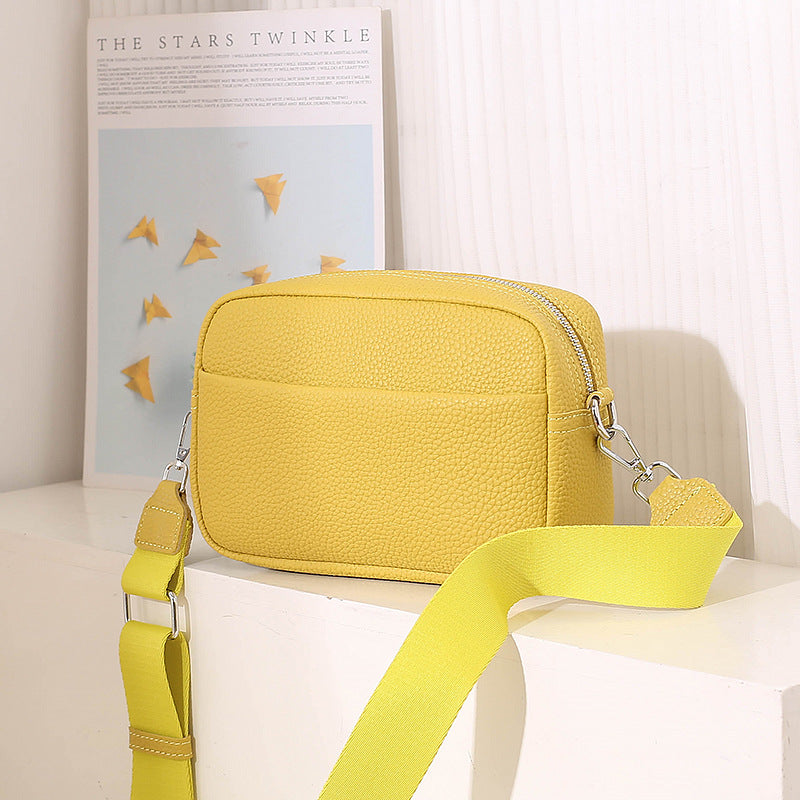 Solid Color Women's Messenger Bag with Wide Strap