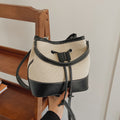 Women's Canvas Color Contrast Bucket Shoulder Bag