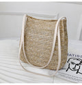 Women's Simple Fashion Straw Shoulder Bucket Bag