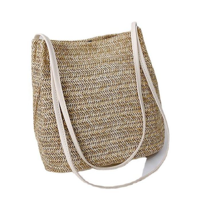 Women's Simple Fashion Straw Shoulder Bucket Bag