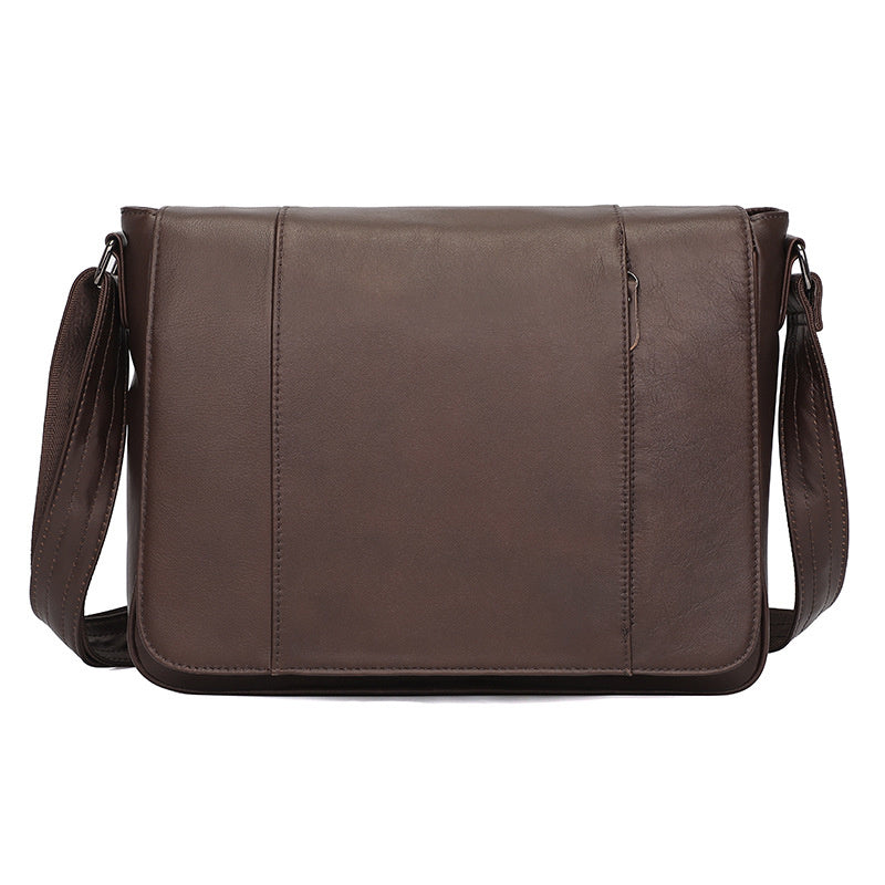 Genuine Leather Men's Oil Wax Messenger Shoulder Bag