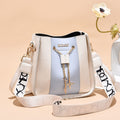 Women's Color Contrast Bucket Bag with Wide Strap