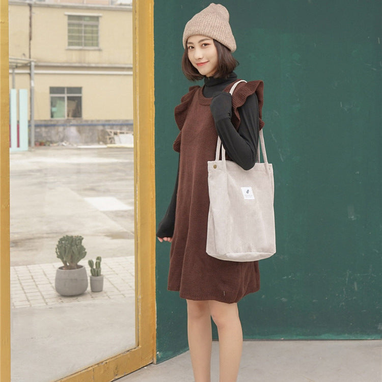 Canvas Women's Bag, Versatile Shoulder Bucket Bag