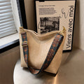 Retro Bucket Bag with Wide Shoulder Strap for Commuting
