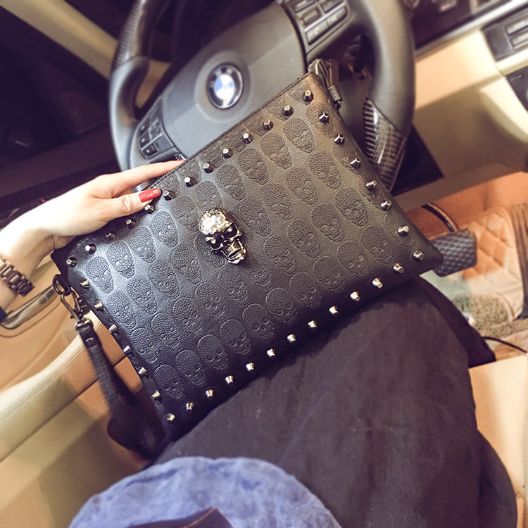 Studded Handbag, Skull Clutch, Crossbody Bag (One Set)