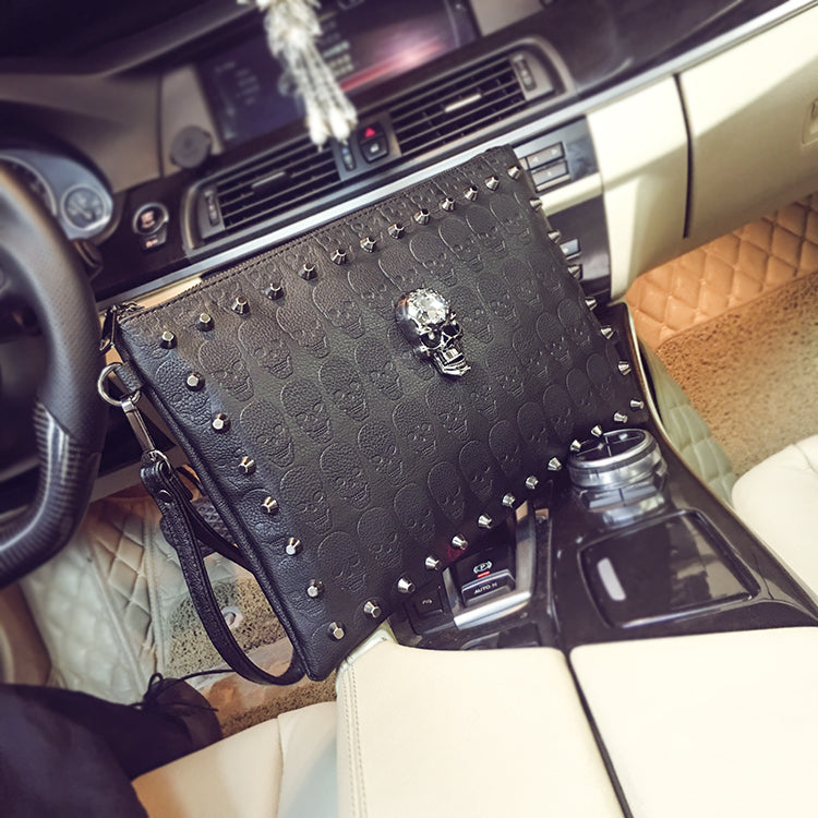 Studded Handbag, Skull Clutch, Crossbody Bag (One Set)