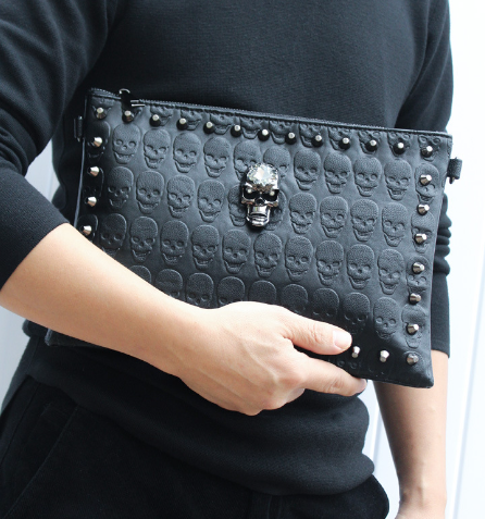 Studded Handbag, Skull Clutch, Crossbody Bag (One Set)